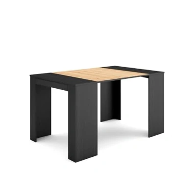 Image de Skraut Home Table Console Extensible Meuble 140 pour 6 Personnes à Manger Style Moderne Noir et chêne