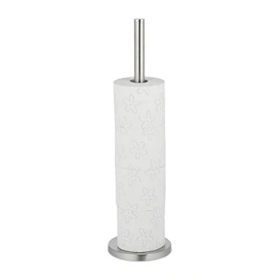 Image de Relaxdays, argenté Porte Toilettes Support Papier WC réserve 5 Rouleaux, HxD: 55 x 15 cm, métal, 1 élément