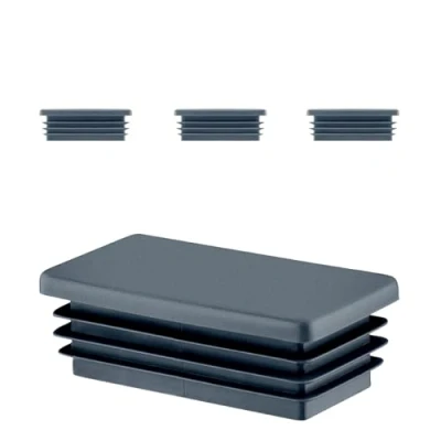 Image de EMFA Bouchon pour Tube rectangulaire Capuchon 50x100 mm Anthracite 4 pcs. Plastique Embout Bouchons d&#039;obturation 5x10 cm