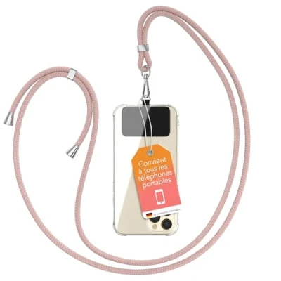 Image de EAZY CASE Chaîne Universelle pour téléphone Portable, adaptée à Tous Les Smartphones, Tour de Cou, Housse avec Cordon, Sangle cellulaire adapté Toutes Pochettes, Or Rosé