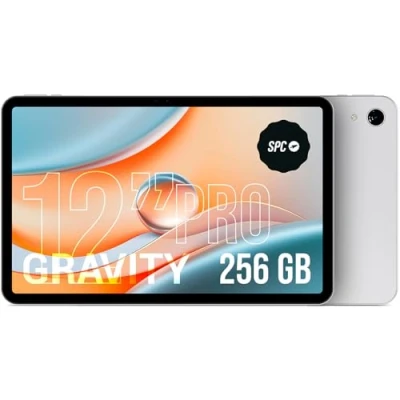 Image de SPC Gravity Pro Tablette 12 Pouces avec écran Matte View Anti Reflets FHD 256 GB Extensibles, 6 RAM Connexion 4G, Octa Core et Android 14 Charge Rapide 18W Couleur Lunar Mist