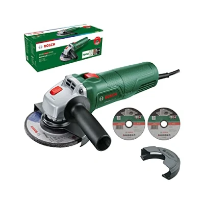 Image de Bosch Home and Garden Meuleuse d’angle UniversalGrind 7 125 (livré dans un carton; 750 W ; 2 disques à tronçonner droit 1 disque meuler pour brosser et poncer) Amazon Edition