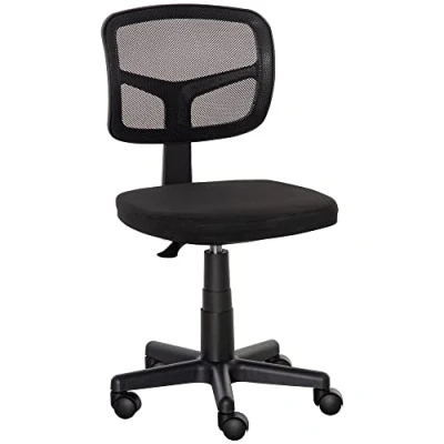 Image de Vinsetto Chaise de Bureau sans accoudoirs, Fauteuil Ergonomique en Maille, Hauteur réglable, Assise rembourré et pivotant 360, d&#039;ordinateur pour Bureau, Chambre, Noir