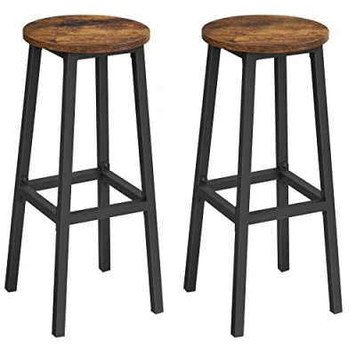 Image de ACAZA Set de 2 tabourets Bar avec Structure en Acier Stable Hauteur 75 cm Rond Brun Vintage