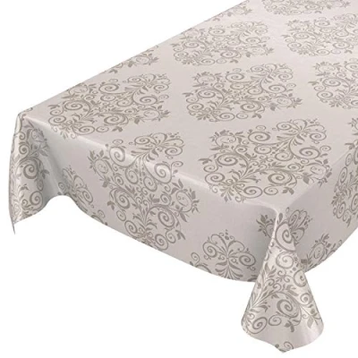 Image de Anro Nappe en toile cirée Motif arabesques, Fibres synthétiques, beige, 100 x 140cm eingefasst