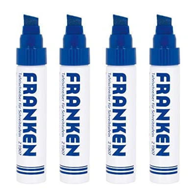 Image de Franken GmbH Z1910 03 Lot de 4 marqueurs rechargeables pour tableau blanc Bleu Largeur trait 12 mm