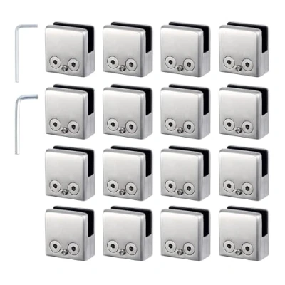 Image de Proster 16pcs Pinces à Verre 9 10mm Support dans en Acier Inoxydable Paroi de Escalier avec 2 Clés Hexagonales pour Balustrade d&#039;Escalier