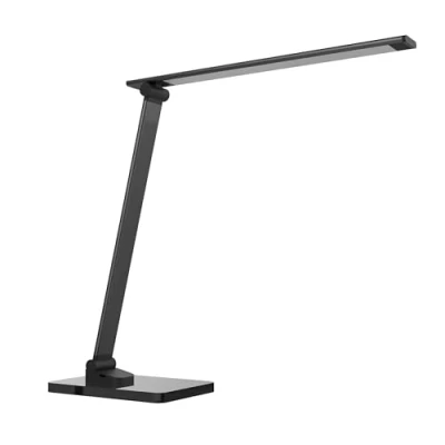 Image de Unilux Lampe de Bureau LED Poppy, Dimmable 3 Niveaux Luminosité, avec Port Charge USB, Flexible Contrôle Tactile, Pliable Socle en Noir, Bras et Tête Aluminium, Design Mordern