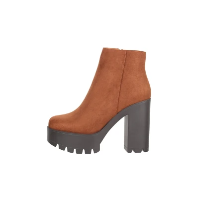 Image de Elara Herbst Bottines à plateau, Femme, Taille: 36, Camel london Matière synthétique