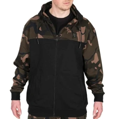 Image de Sweat à capuche Fox LW noir/camouflage avec fermeture éclair M Gilets pêche