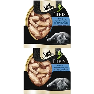 Image de Sheba Filets Nourriture Humide pour Chat Poulet et Thon Durable 16 x 60 g