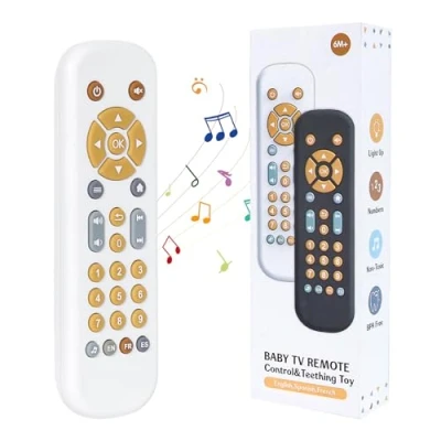 Image de Orzbow Telecommande Bebe, Jouet Educatif Multilingue pour Bébés avec Fonction d&#039;apprentissage des Chiffres, Jouets Musicaux Sons, Sensoriels Bébé Cadeau 6 à 12 Mois