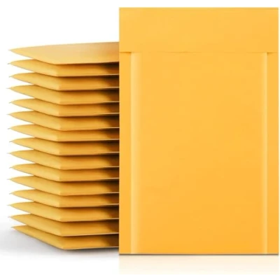 Image de Switory 50pc A5 15,3 cm x 26,9 Kraft Bubble Mailers Enveloppes rembourrées auto scellantes pour l&#039;emballage Or