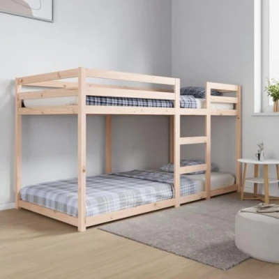 Image de vidaXL lit superposé 90x200 cm Bois de pin Massif, Cadre Bas, Meubles Chambre à Coucher, avec marches