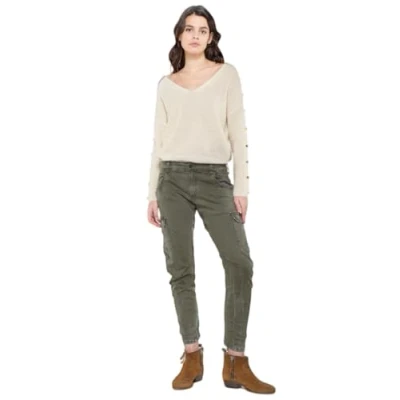 Image de Le Temps Des Cerises Pantalon cargo, Femme, Taille: 31, Khaki