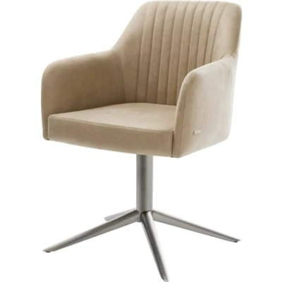 Image de chaise pivotante Greg Flex microvelours beige vintage pied de 4 branches grafiete pivotement sur 360 fonction bascule ressorts ensachés