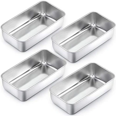 Image de Homikit Lot de 4 moules à pain rectangulaires en acier inoxydable pour pain, gâteau, toast, sain, facile nettoyer et passe au lave vaisselle, 23,5 x 12,6 6 cm