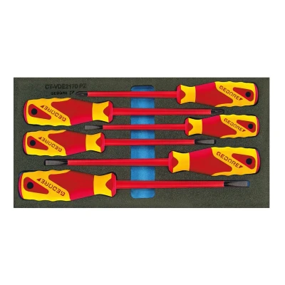 Image de GEDORE 1500 CT1 VDE 2170 PZ Kit de tournevis dans module d&#039;outil (mousse calage PU)
