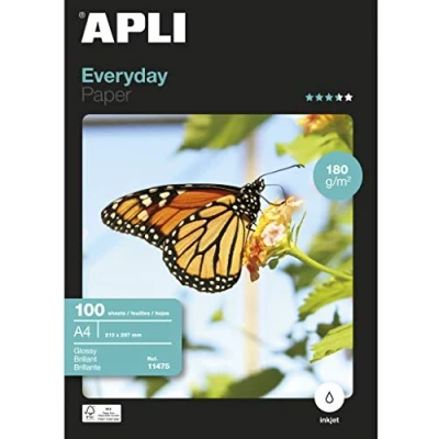 Image de APLI 11475 Papier Photo Everyday Format A4 100 Feuilles 180 g/m²