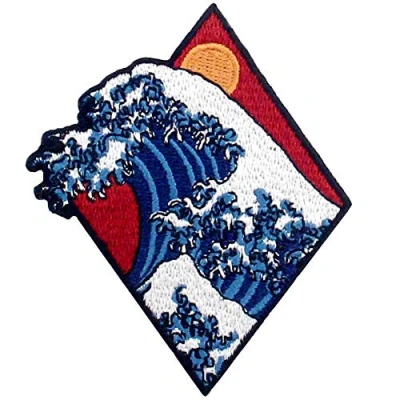 Image de ZEGIN Patch brodé en Forme de Grande Vague du tsunami, à Coudre ou Coller avec Fer Repasser