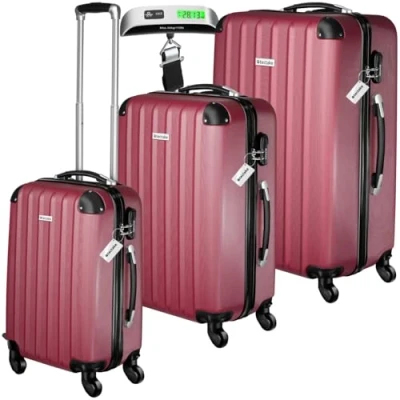 Image de TecTake® Set de Valise Voyage 3 Pcs. Grande Taille soute Cabine Petite Sacs Maternité ABS avec roulettes 360 Poignée télescopique Pèse Bagage