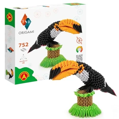 Image de Origami 3D 501834 Toucan Belle sculpture en papier avec composants brevetés et instructions de montage claires (français non garanti), 752 pièces, 10 x 29 17 cm, à partir 8 ans