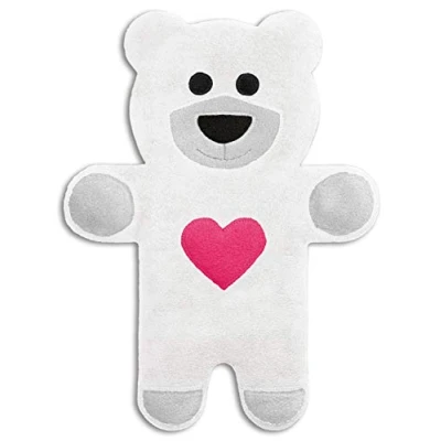 Image de LESCHI Coussin chauffant Bouillotte micro ondes 4 compartiments Animal : l’ourson teddy blanc avec cœur graines de blé bio souple Idéal pour se réchauffer en hiver et le ventre