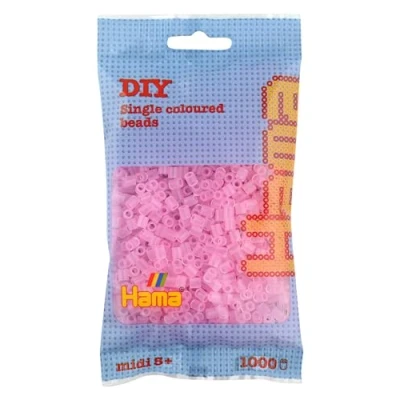 Image de Hama 207 72 Loisirs Créatifs Sachet 1000 Perles à Repasser Taille Midi Rose Transparent