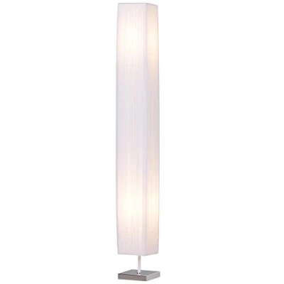 Image de HOMCOM Lampe lampadaire colonne sur pied moderne lumière tamisée 40 W 14l x 120H cm inox blanc
