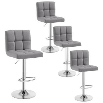 Image de WOLTU Tabourets Bar Lot de 4 Pied Noir/Blanc en Métal Siège Lin rembourrée Ajustables Hauteur avec Dossier, Gris Clair, BH32hgr