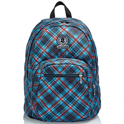 Image de Invicta Sac à Dos, Format Tartan Dos Livres, Taille Unique pour Adolescents, Filles et Garçons, Grande Capacité, L&#039;École, le Sport &amp; les Loisirs, design Italien, Bleu