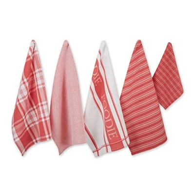 Image de DII Lot de 5 torchons Cuisine décoratifs Ultra absorbants pour Le Lavage et séchage (Serviettes 45,7 x 71,1 cm 33 cm) Corail