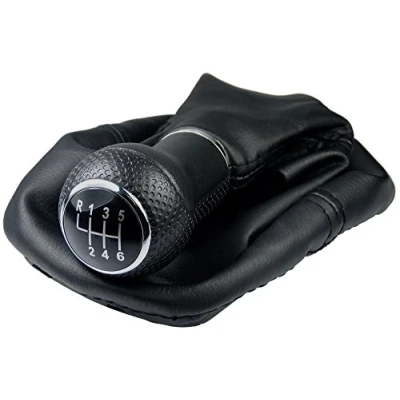 Image de L&amp;P A254 6 Soufflet Levier de Vitesse Pommeau 12mm compatible avec VW Golf 4 IV Boite Cadre Plug &amp; Play Pièce rechange pour 1J071113 Noir