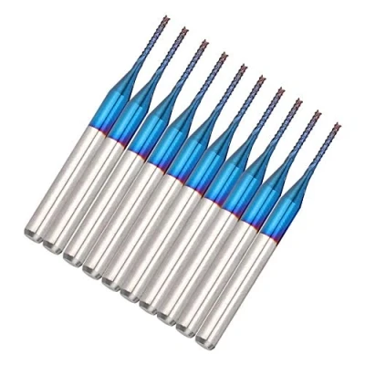 Image de Lot de 10 fraises à tige en carbure tungstène Bleu Cutter CNC PCB Gravure outil fraisage pour sculpture (1,0 mm)