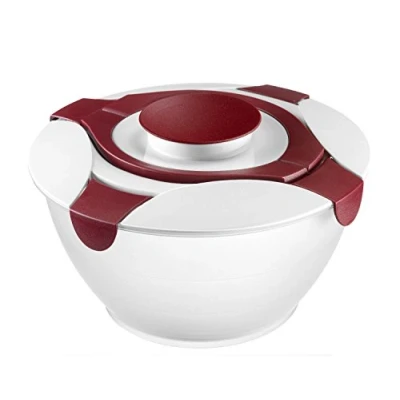 Image de Westmark Récipient à Salade avec Poignées et Réservoir intégré pour la Sauce Vinaigrette, Capacité : 6,5 litres, Plastique, Praktika, Transparent/blanc/rouge, 2422227R