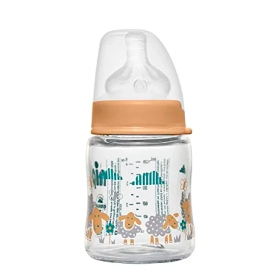 Image de nip gourde à col large avec tétine anti colique : pour bébé système ACTIFLEX Fabriqué en Allemagne Sans BPA Verre Taille unique Débit moyen 120 ml Fille