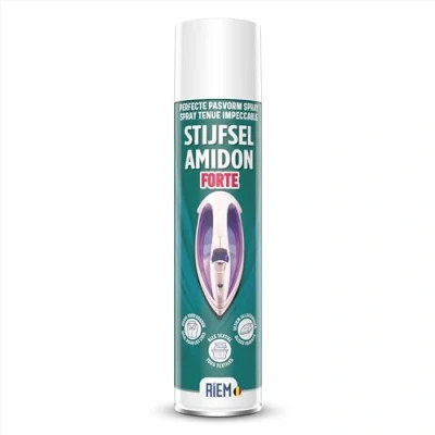Image de RIEM Amidon forte 400 ml Spray Tenue Impeccable Textiles Naturels Synthétiques Élimine les Faux Plis et Cassures du Linge Glisse Parfaite Fer à Repasser