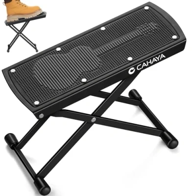 Image de CAHAYA Repose pied pour Guitare Réglable à 6 Niveaux : avec Coussin en Caoutchouc Antidérapant Tabouret de Portable et Pliable Guitaristes, Capacité Charge Maximale 70 kg