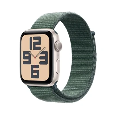 Image de Apple Watch SE 2024 44mm Or (Bracelet En Nylon Vert)