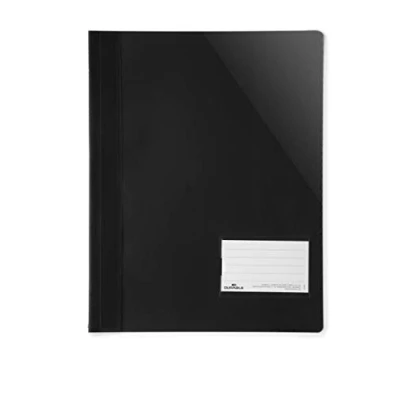 Image de Durable 269001 Lot de 25 chemises à Lamelles Format A4+ avec Porte étiquette Couverture Transparente Dos Opaque Noir