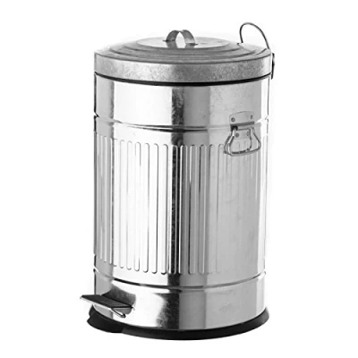 Image de Poubelle de Cuisine Rétro en Métal Argenté 20L