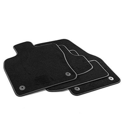 Image de MTM PRO 7225 Tapis pour Audi Q2 (GA) 10.2016&gt;, sur Mesure en Velours, Bords Similicuir et Double Surpiqûre Chromée, noir