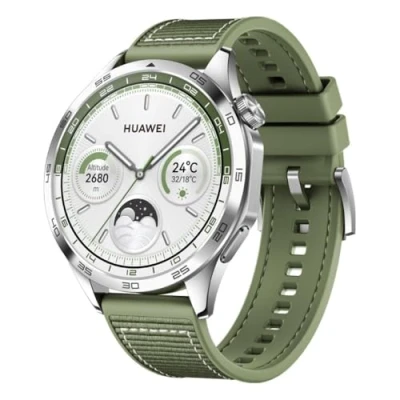 Image de HUAWEI Watch GT 4, 46MM, Montre Connectée, iOS&amp;Android, Boîtier en Acier Inoxydable, Jusqu&#039;à 14 Jours d&#039;autonomie, Gestion des Calories, complète de la santé, SpO2, GPS, Vert Version FR