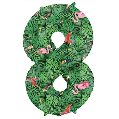 Image de Folat 64158 Ballon Aluminium Numéro Chiffre 8 Jungle Vibes 86 cm héliumballon pour Date, Anniversaire, Décoration, Vert,