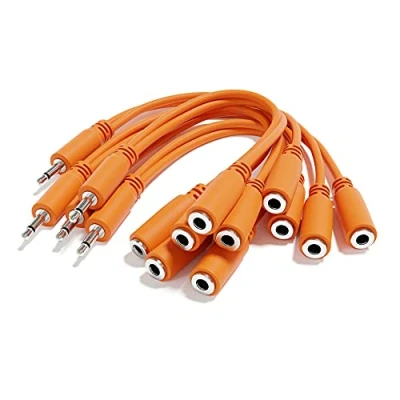Image de ExcelValley 5 Pack Câbles Divisé Y Mono Patch TS 3,5mm 1/8&quot; Eurorack Synth Synthétiseur [Orange]