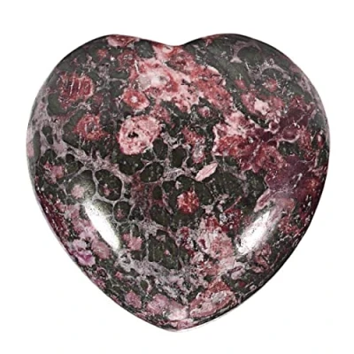 Image de Morella Pierres précieuses en forme de cœur Jaspe léopard ange porte bonheur gardien à emporter partout 3 cm dans un sac velour