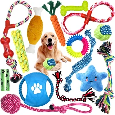Image de MUOIVG Ensemble Lot de 15 Jouets, durables Indestructible Jouet à Mâcher Corde Dentition pour Petit et Moyen Chien,Jouet Interactif