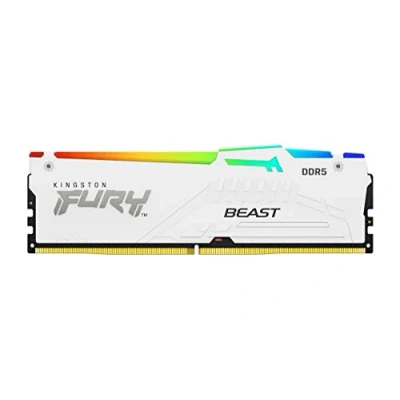 Image de Kingston FURY Beast White RGB EXPO 64GB 6400MT/s DDR5 CL32 DIMM Desktop Gaming Memory Kit of 2 KF564C32BWEAK2 64