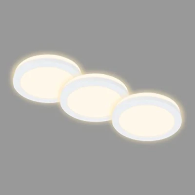Image de BRILONER Lot de 3 lampes encastrées au plafond, LED Backlight, spot encastré salle bain, bain IP44, blanc, 84x36,5 mm (DxH)