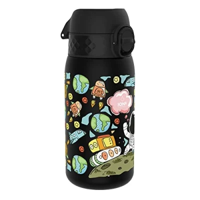 Image de Ion8 Gourde Enfant, 350ml, Anti Fuite, Facile à Ouvrir, Verrouillage Sécurisé, Lavable en Lave Vaisselle, Sans BPA, Poignée de Transport, Nettoyer, Carbone Neutre, Motif Espace